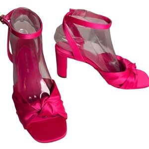 Antonio Melani Tess Fuchsia Satin Bow Ankle Strap Block Heel Sandals 8.5 Wedding